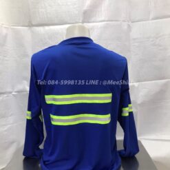 เสื้อคนงานแขนยาว แถบเขียวเงิน หลัง
